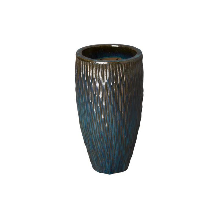 Large Teal Ceramic Cone Planter for Indoor/Outdoor Use