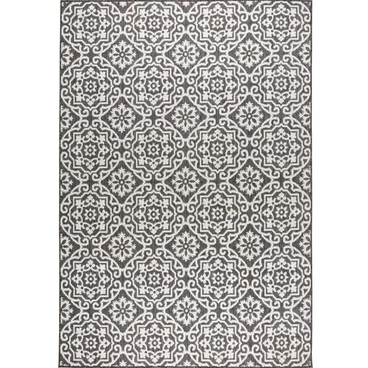 Nicole Miller New York Patio Country Danica Geometric Indoor/Outdoor Area Rug, Black/Grey