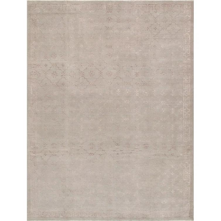 Pasargad Khotan Geometric Hand-Knotted Wool Gray Area Rug | Perigold