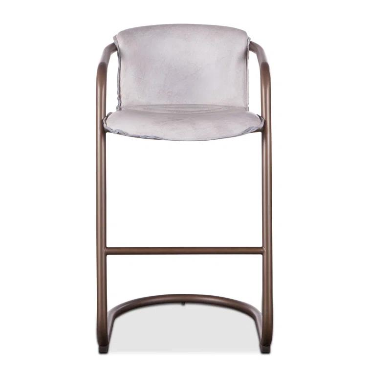 Chiavari Chestnut Leather and Metal Bar Stool