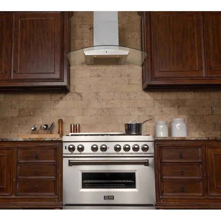 ZLINE 36 in. Convertible Vent Wall Mount Range Hood in Stainless Steel & Glass (KZ-36)