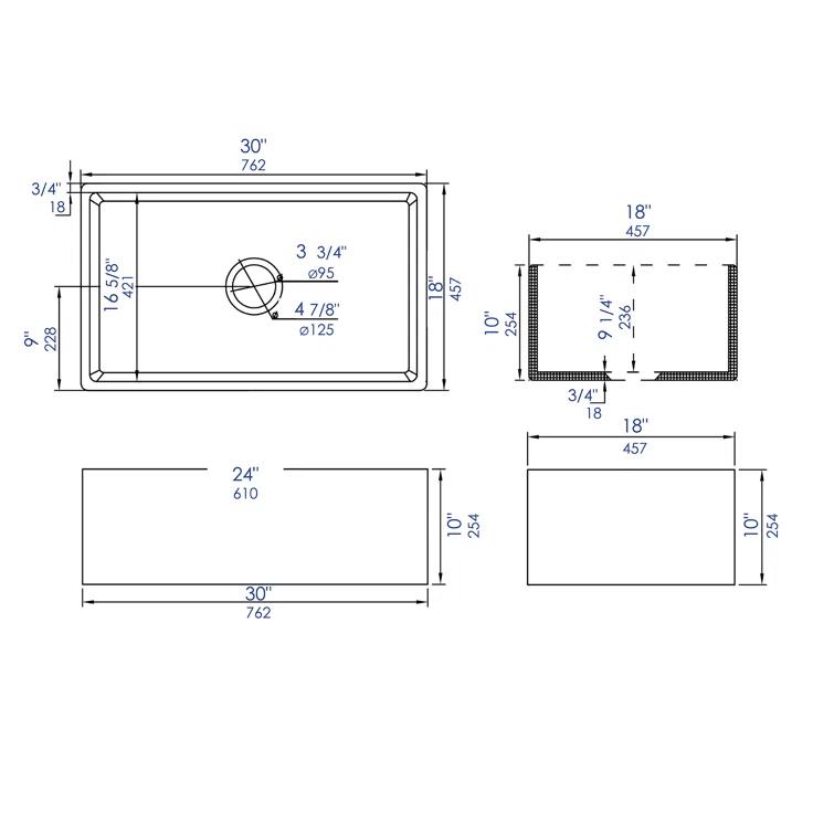 30'' L Farmhouse / Apron Single Bowl Fireclay Kitchen Sink