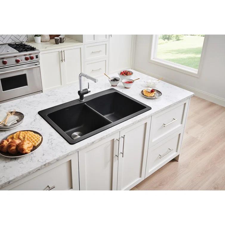 Diamond SILGRANIT 33" L x 22" W Double Bowl Drop-In/Undermount Kitchen Sink