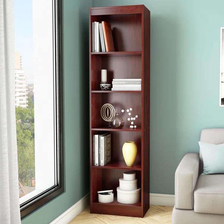 Axess Narrow 5-Shelf Narrow Bookcase Pure White