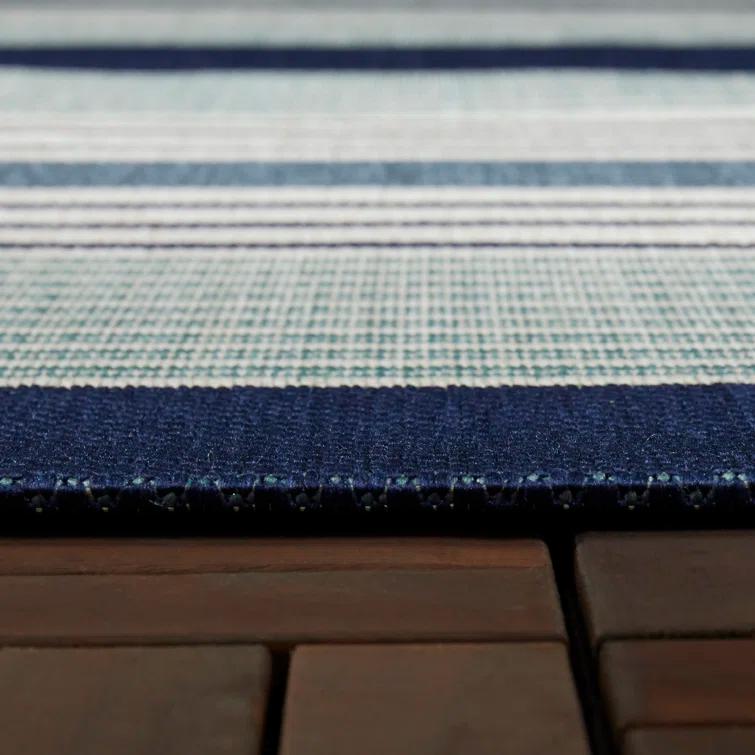 Danes Striped Flatweave Navy Blue/Ivory Indoor/Outdoor Area Rug