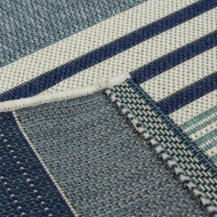 Danes Striped Flatweave Navy Blue/Ivory Indoor/Outdoor Area Rug