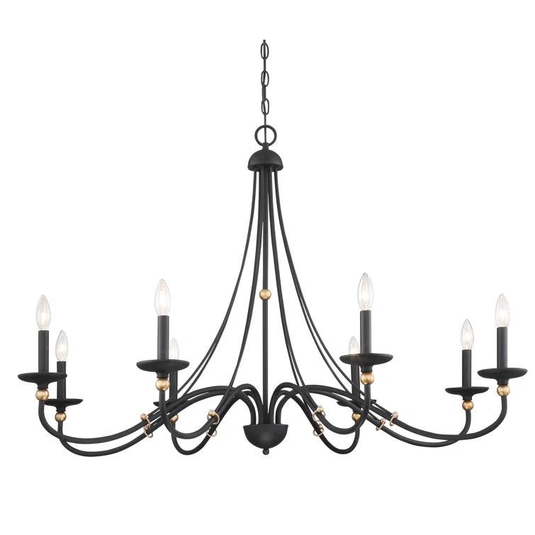 Westchester County Sand Coal and Skyline Gold Leaf 8-Light Chandelier
