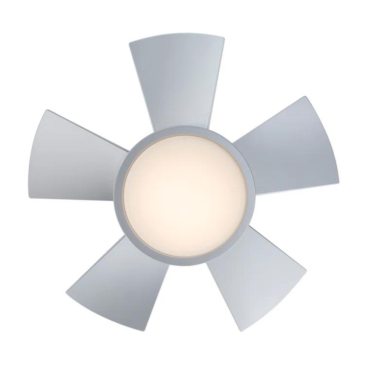 Vox 5 - Blade Indoor/Outdoor Smart Flush Mount Ceiling Fan with Remote Control and LED Light Kit