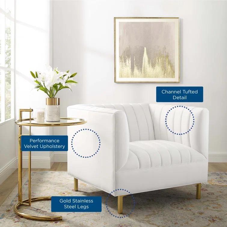 Modway Shift Channel Tufted Performance Velvet Armchair