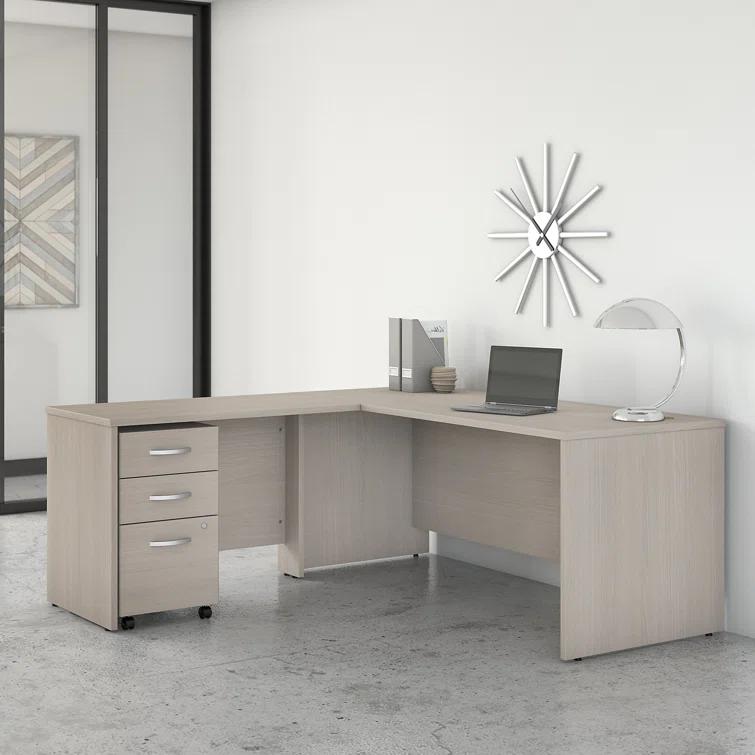 Bush Business Furniture Studio C L Shaped Desk with Mobile File Cabinet and Return