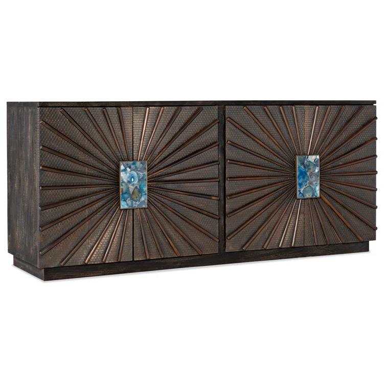 Tara Transitional Honeycomb-Patterned Mango Wood Credenza in Black