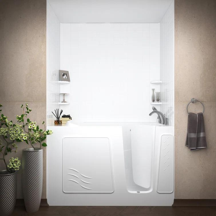 Tucson 60'' x 30'' Walk-in Soaking Fiberglass Bathtub with Faucet