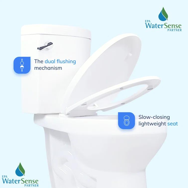 2-Piece 1.28/.09 GPF Dual Flush Elongated 20 in. Extra Tall Toilet in White, Seat Included