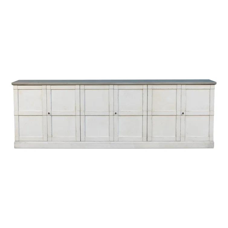 Luciana 112'' White and Gray Wood Buffet with 6 Doors
