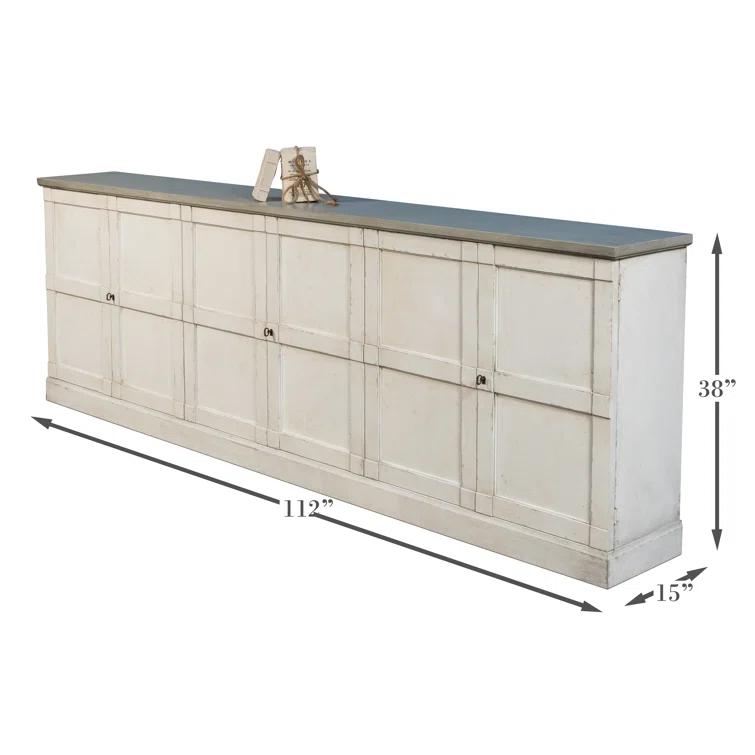 Luciana 112'' White and Gray Wood Buffet with 6 Doors