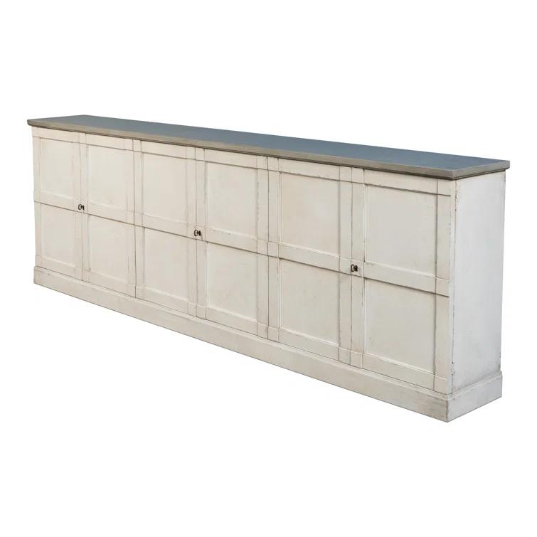Luciana 112'' White and Gray Wood Buffet with 6 Doors