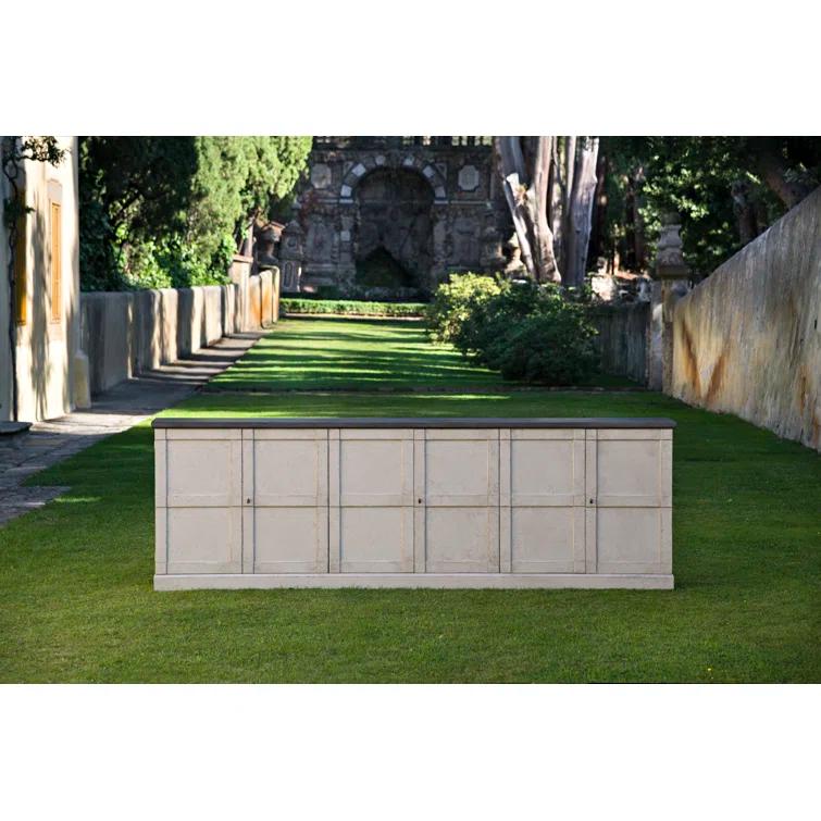 Luciana 112'' White and Gray Wood Buffet with 6 Doors