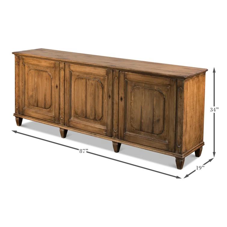 Montier Traditional Brown Pine 87'' Sideboard with Shaped Legs