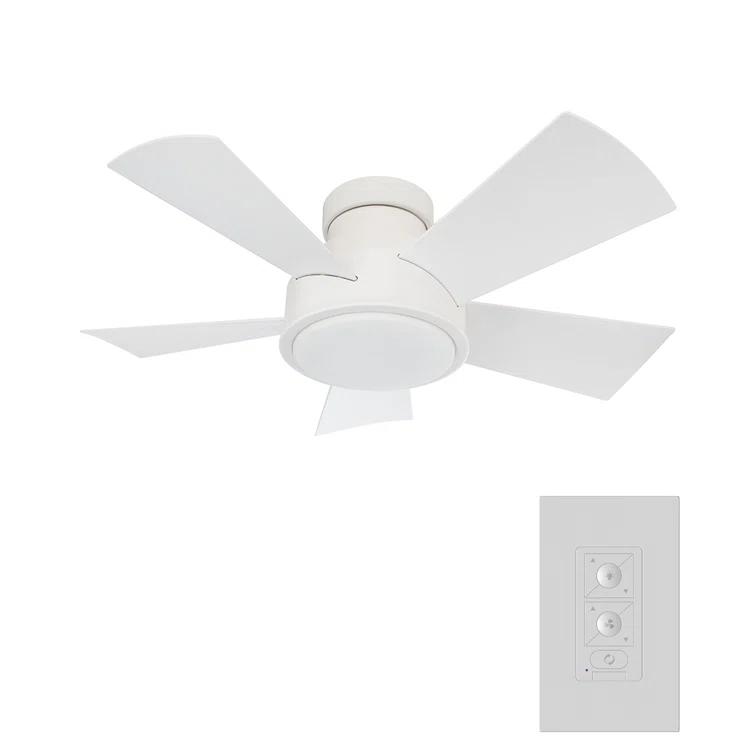 Vox 5 - Blade Indoor/Outdoor Smart Flush Mount Ceiling Fan with Remote Control and LED Light Kit