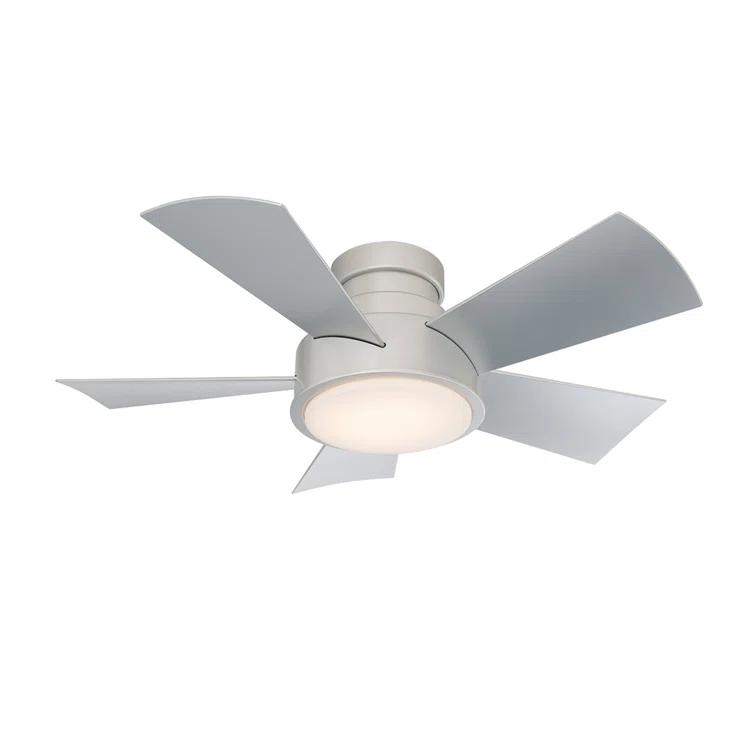 Vox 5 - Blade Indoor/Outdoor Smart Flush Mount Ceiling Fan with Remote Control and LED Light Kit