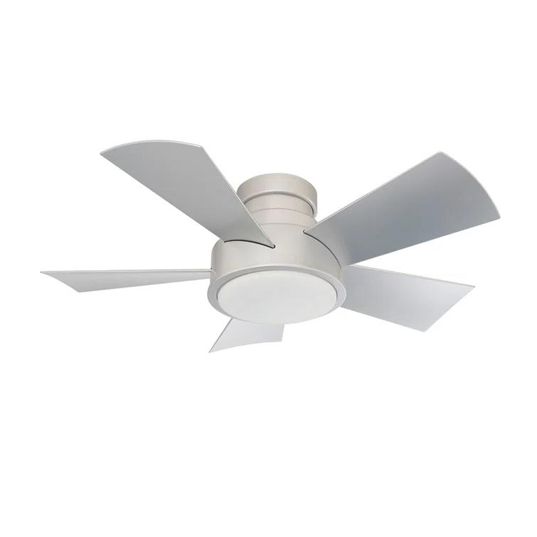 Vox 5 - Blade Indoor/Outdoor Smart Flush Mount Ceiling Fan with Remote Control and LED Light Kit