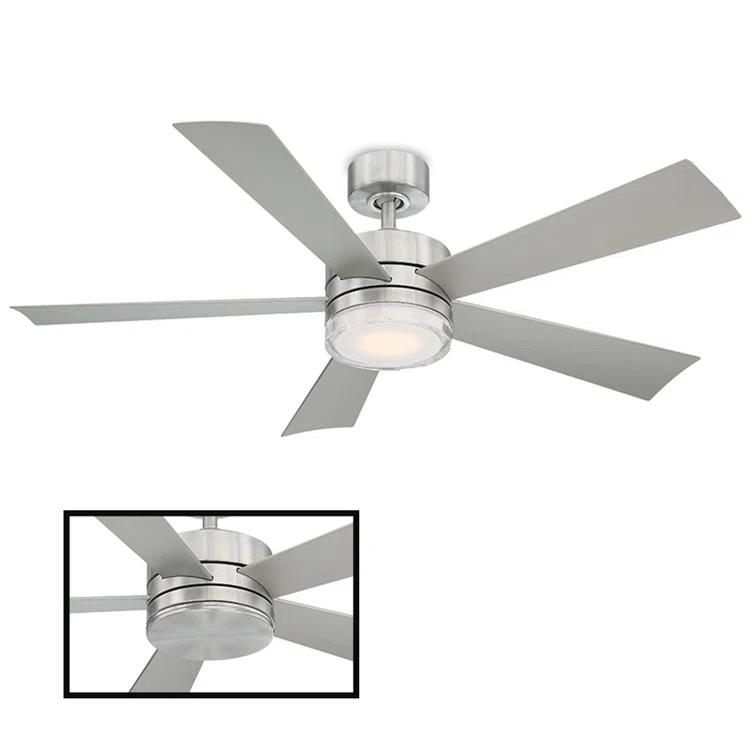 Wynd 5 - Blade Outdoor /Indoor Smart Ceiling Fan with Remote Control and LED Light Kit Included