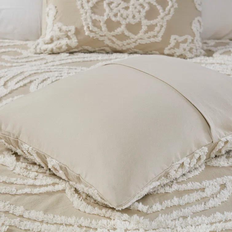 Laetitia Tufted Chenille Cotton 3 Piece Medallion Duvet Cover Set