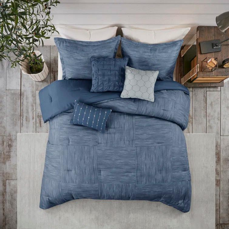 Madison Park Walter 7 Piece Printed Weave Seersucker Comforter Set