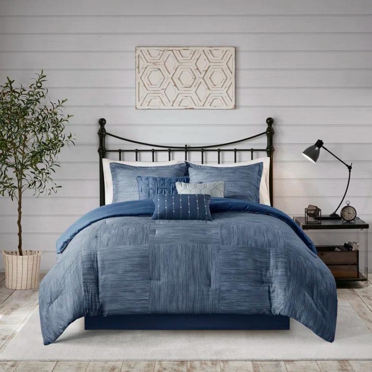 Madison Park Walter 7 Piece Printed Weave Seersucker Comforter Set