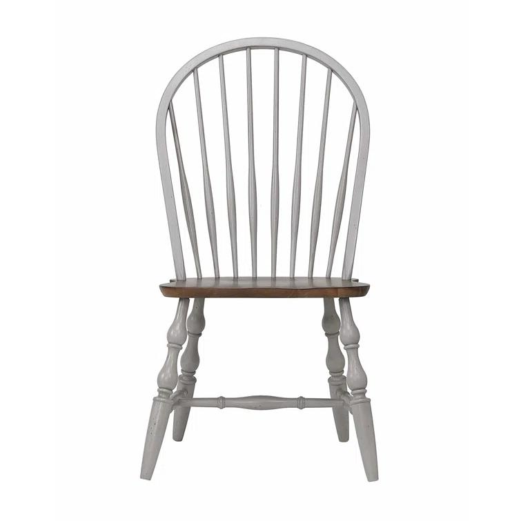 Country Grove Solid Wood Windsor Back Side Chair in Light Gray