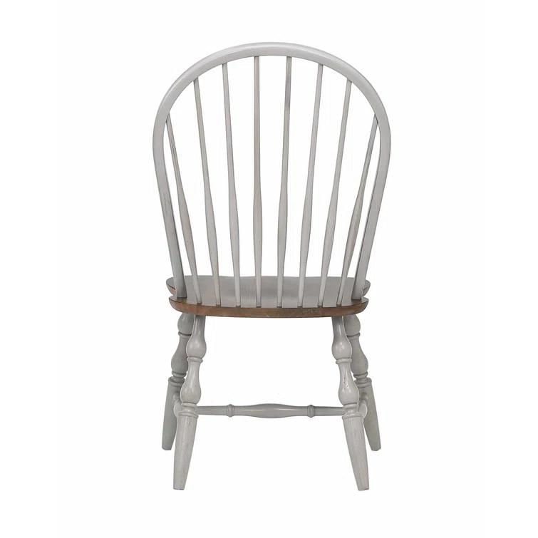 Country Grove Solid Wood Windsor Back Side Chair in Light Gray
