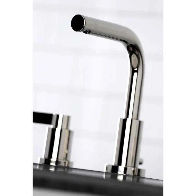 Kingston Brass NuvoFusion Two-Handle 3-Hole Deck Mount Widespread Bathroom Faucet with Brass Pop-Up Drain
