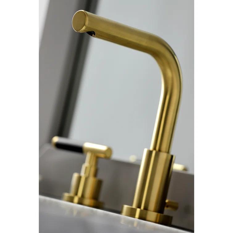 Kingston Brass Kaiser Two-Handle 3-Hole Deck Mount Widespread Bathroom Faucet with Brass Pop-Up Drain