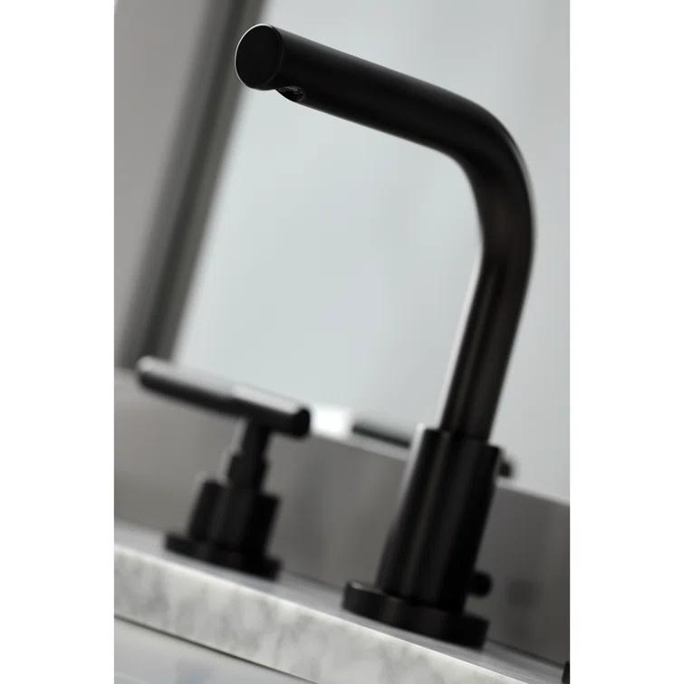 Kingston Brass Kaiser Two-Handle 3-Hole Deck Mount Widespread Bathroom Faucet with Brass Pop-Up Drain