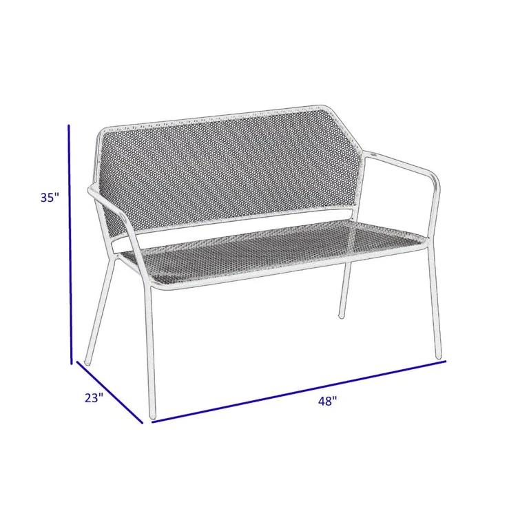 Alfresco Home Martini Patio Bench in Pencil Point