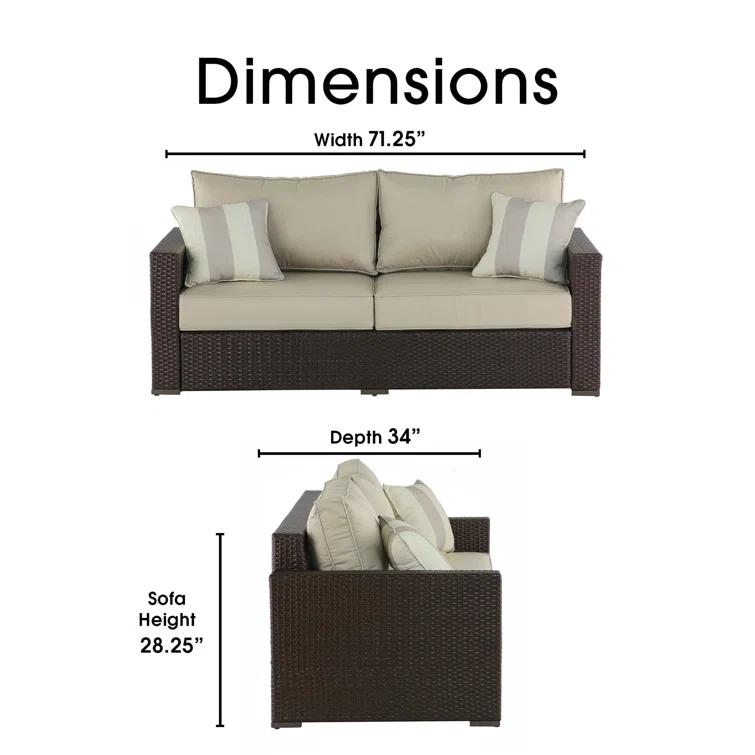 Serta Laguna Outdoor Patio Furniture Collection Outdoor Sofa, Brown Wicker