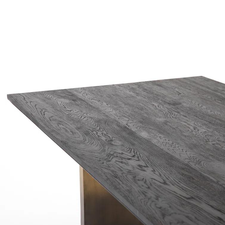 Brennan Rectangular Black Oak Dining Table with Ombre Brass Base