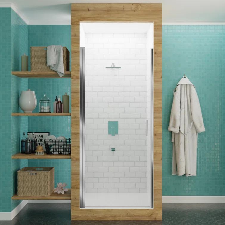 Lancer Series 29" W x 72" H Hinged Semi-Frameless Shower Door