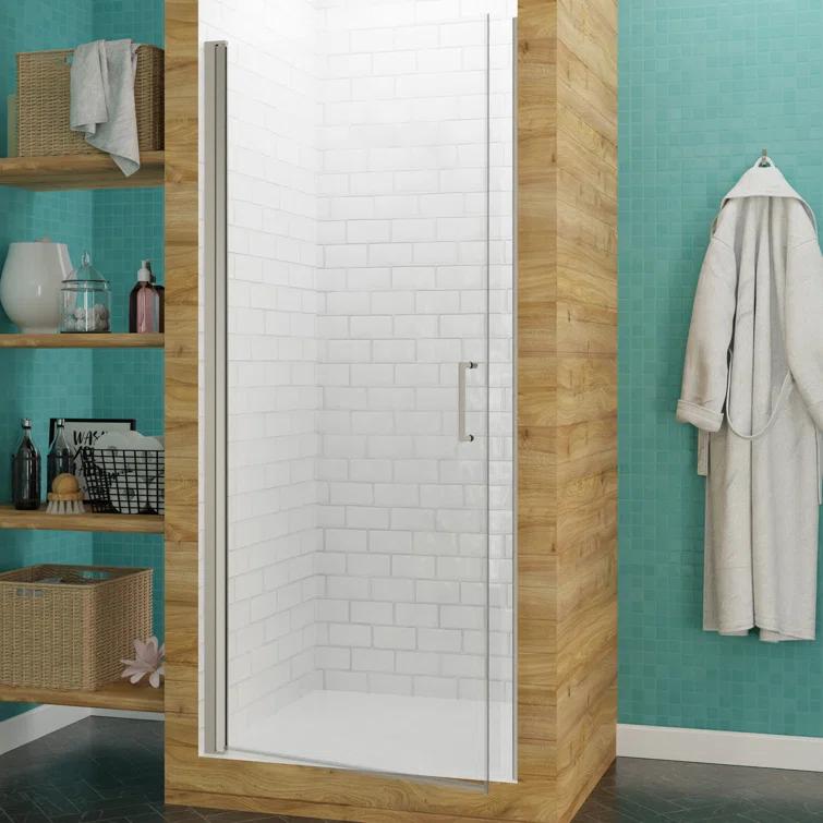 Lancer Series 29" W x 72" H Hinged Semi-Frameless Shower Door