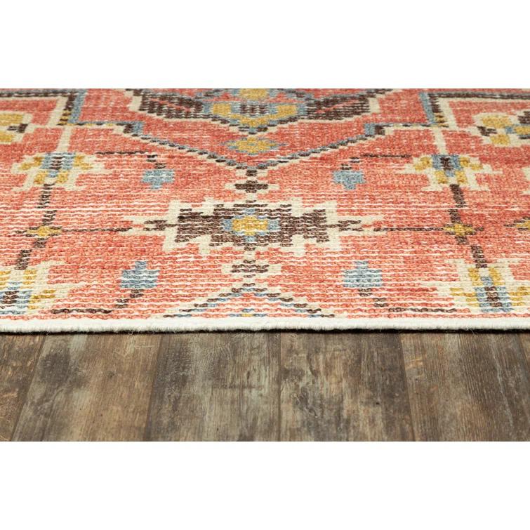 Momeni 9'x12' Ophelia Medallion Handknotted Area Rug Red: Wool & Cotton, Low Pile, Classic Rectangle, Indoor Use