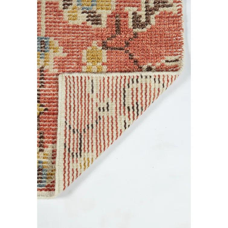 Momeni 9'x12' Ophelia Medallion Handknotted Area Rug Red: Wool & Cotton, Low Pile, Classic Rectangle, Indoor Use