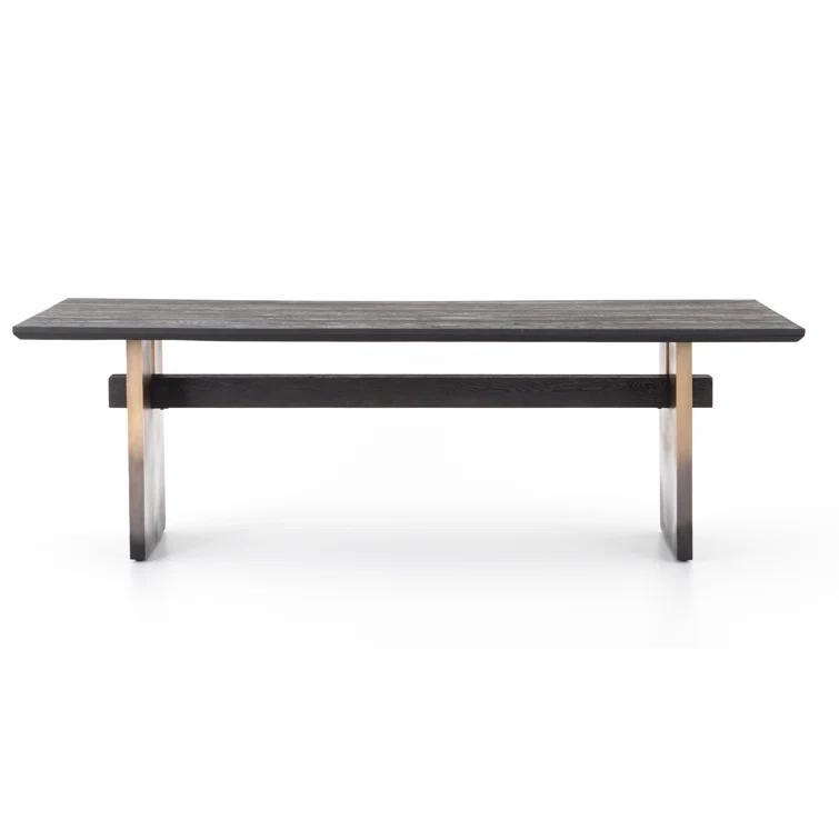 Brennan Rectangular Black Oak Dining Table with Ombre Brass Base