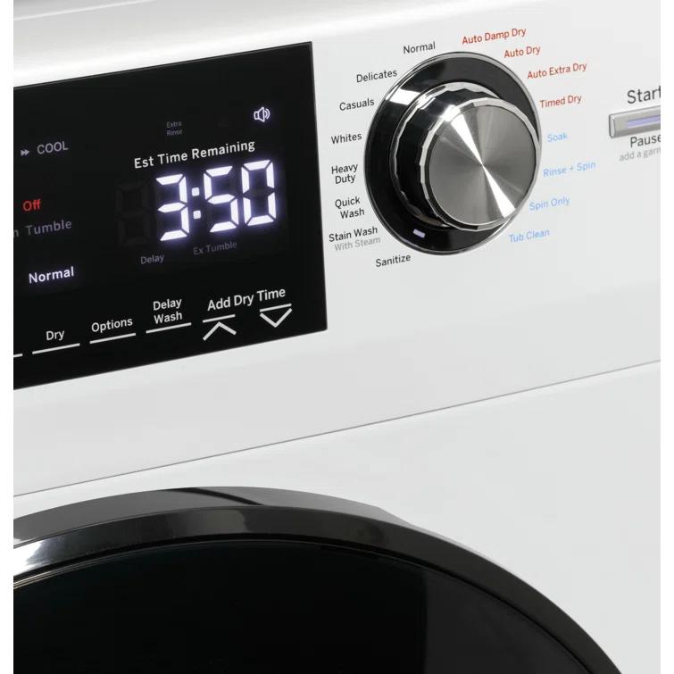 GE Appliances All-In-One Combo Unit with 2.4 Cubic Feet Front Load Washer and 2.4 Cubic Feet Electric Dryer