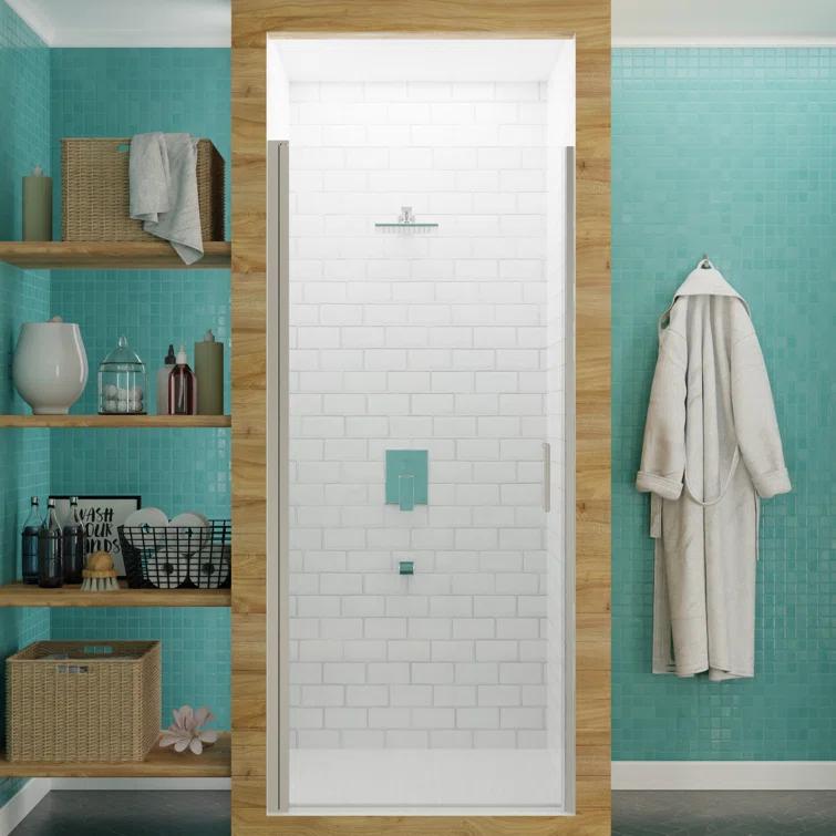 Lancer Series 29" W x 72" H Hinged Semi-Frameless Shower Door