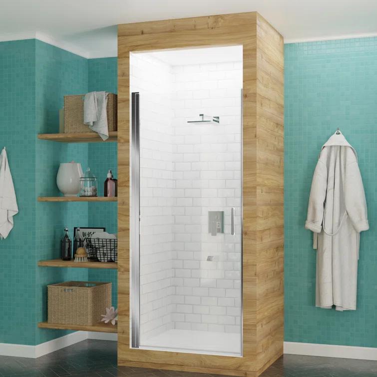 Lancer Series 29" W x 72" H Hinged Semi-Frameless Shower Door