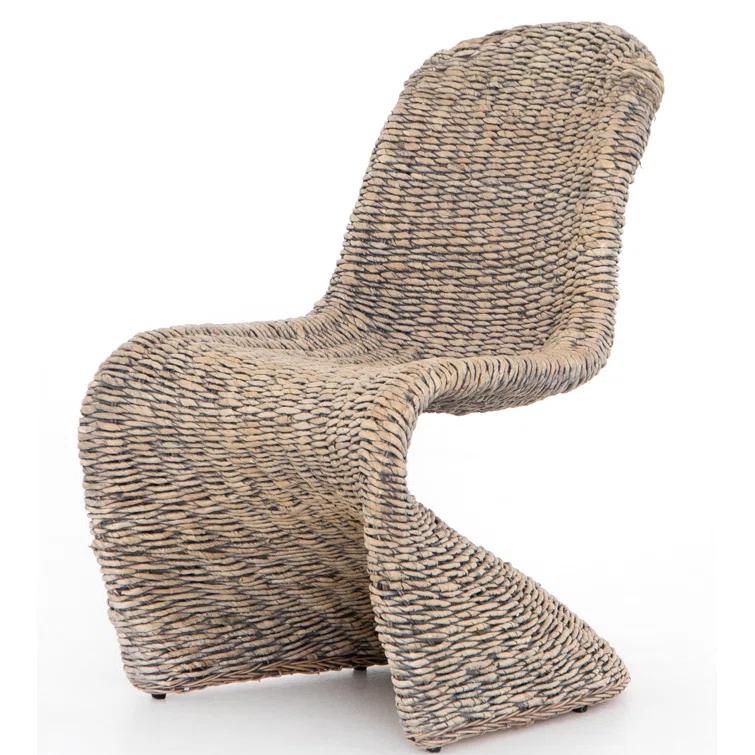 Portia Contemporary Gray Wash Rattan Side Chair