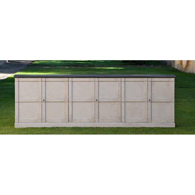 Luciana 112'' White and Gray Wood Buffet with 6 Doors