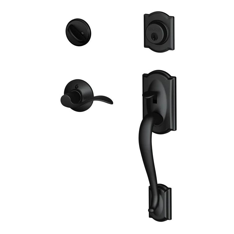 Camelot Handleset with Deadbolt and Accent Door Lever and Rosette