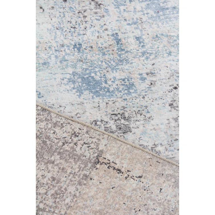 Hand-Knotted Ivory and Dark Gray Silk Abstract Rug