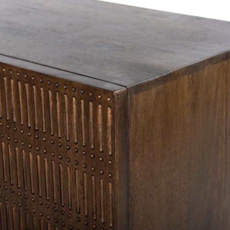 Carved Mango Wood Nightstand (25")